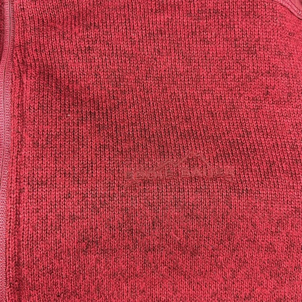Eddie Bauer Sweater Mens Large Red Quarter Zip‎ Mock Neck Knit Pullover Pocket
